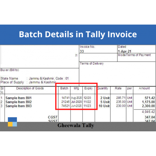 Batch Details in Invoice Column